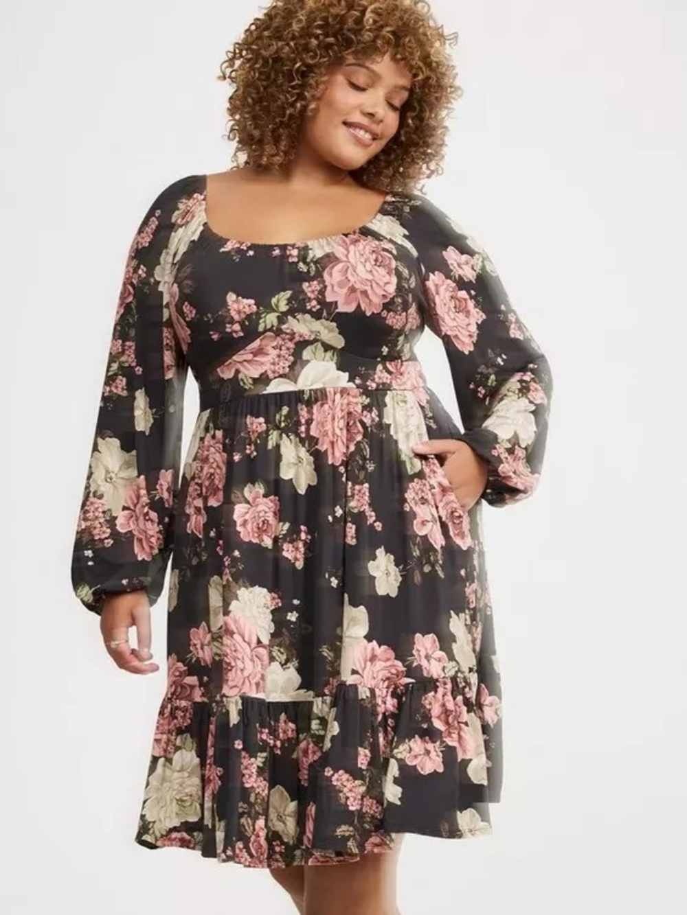 Torrid Super Soft skater

Tiered Long Sleeve Mini Dress SZ 2